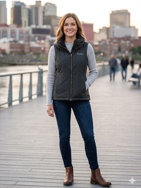 Columbia Women's Black Full-Zip Puffer Vest - Size Large